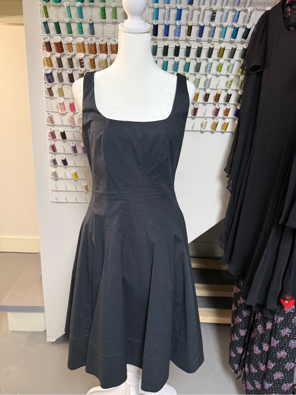 Black Square-Neck Fit & Flare Dress